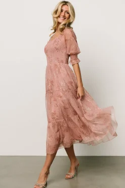 Baltic Born midi dresses|WEDDING SUITE|Fabian Jacquard Midi Dress | Mauve + Gold
