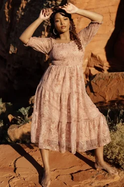 Baltic Born midi dresses|WEDDING SUITE|Fabian Jacquard Midi Dress | Mauve + Gold