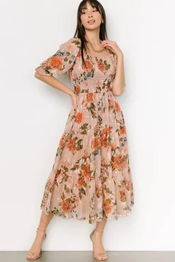 Baltic Born midi dresses|WEDDING SUITE|Fabian Jacquard Midi Dress | Dusty Mauve Multi