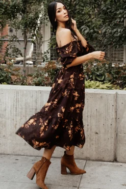 Baltic Born midi dresses|WEDDING SUITE|Fabian Jacquard Midi Dress | Mahogany Floral