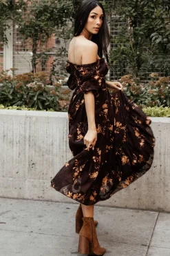 Baltic Born midi dresses|WEDDING SUITE|Fabian Jacquard Midi Dress | Mahogany Floral