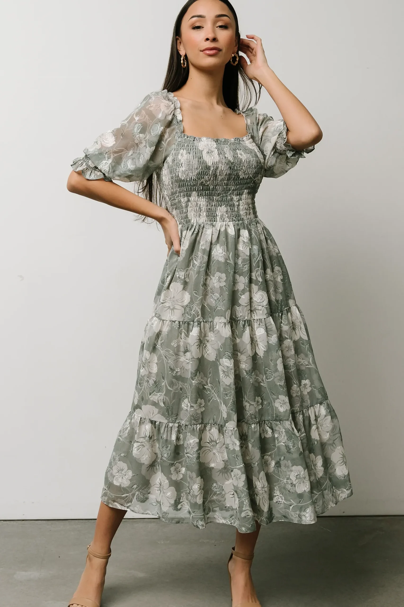 Baltic Born midi dresses|WEDDING SUITE|Fabian Jacquard Midi Dress | Indigo Print