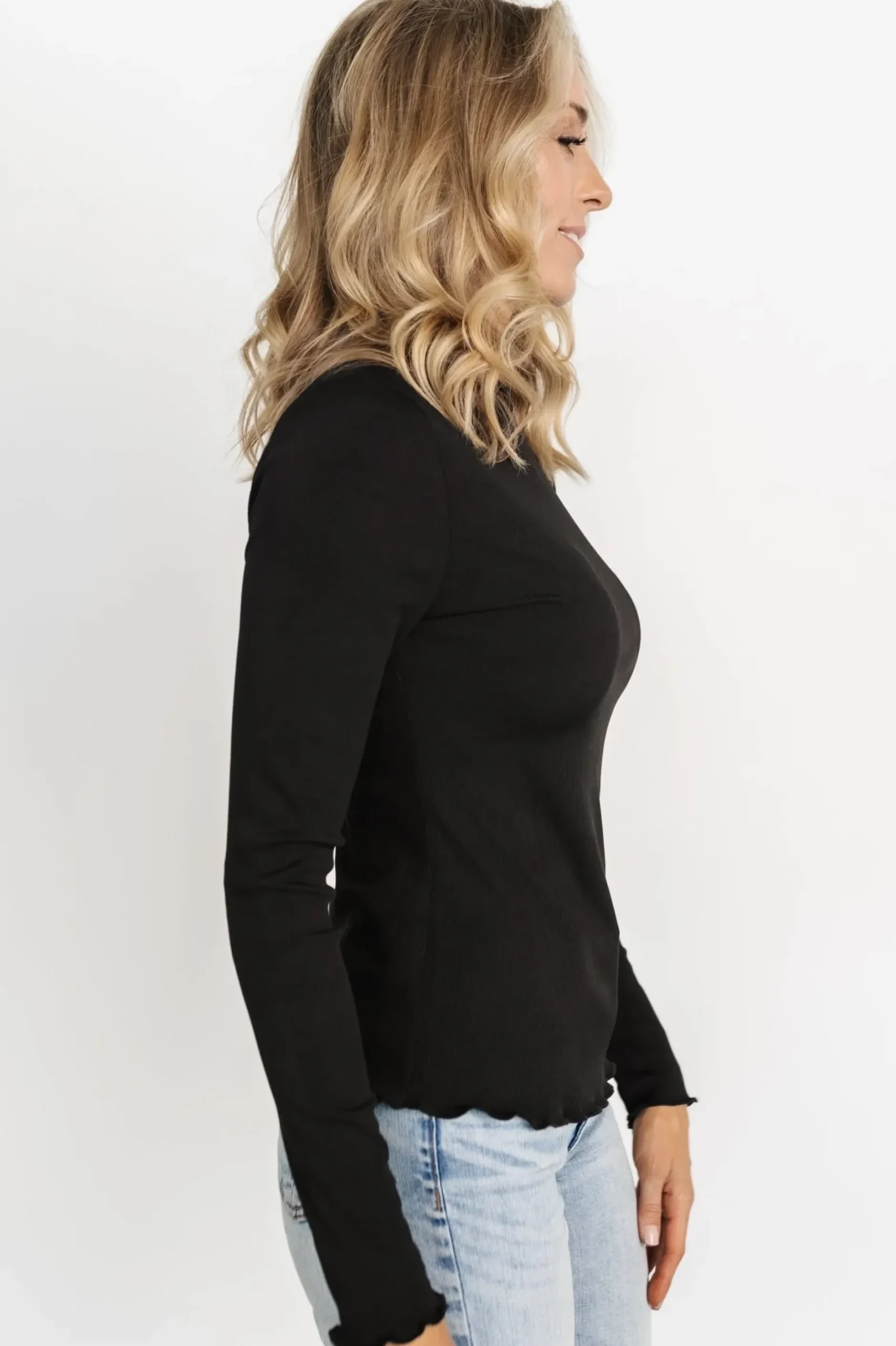 Baltic Born blouses + shirts|Gale Ribbed Top | Black