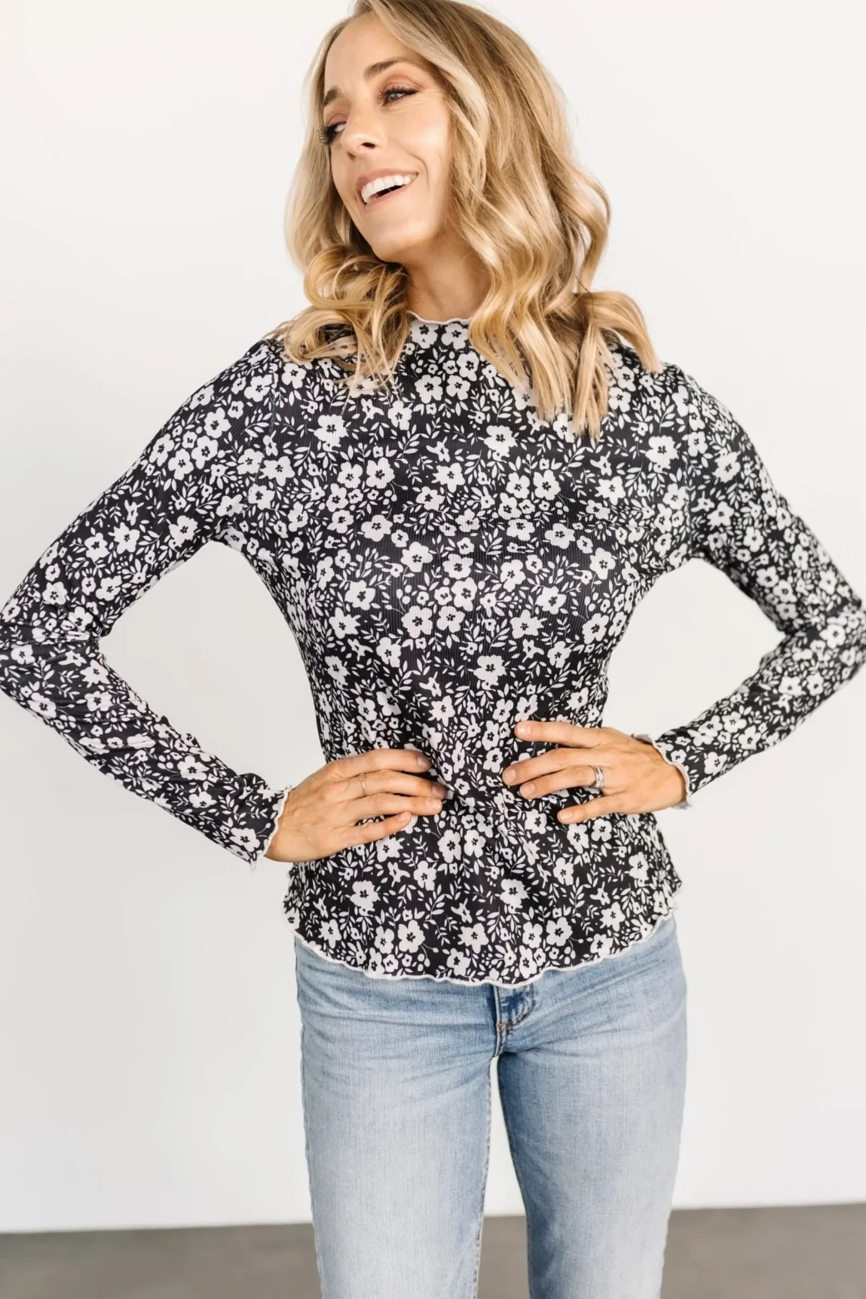 Baltic Born blouses + shirts|Gale Ribbed Top | Black + White