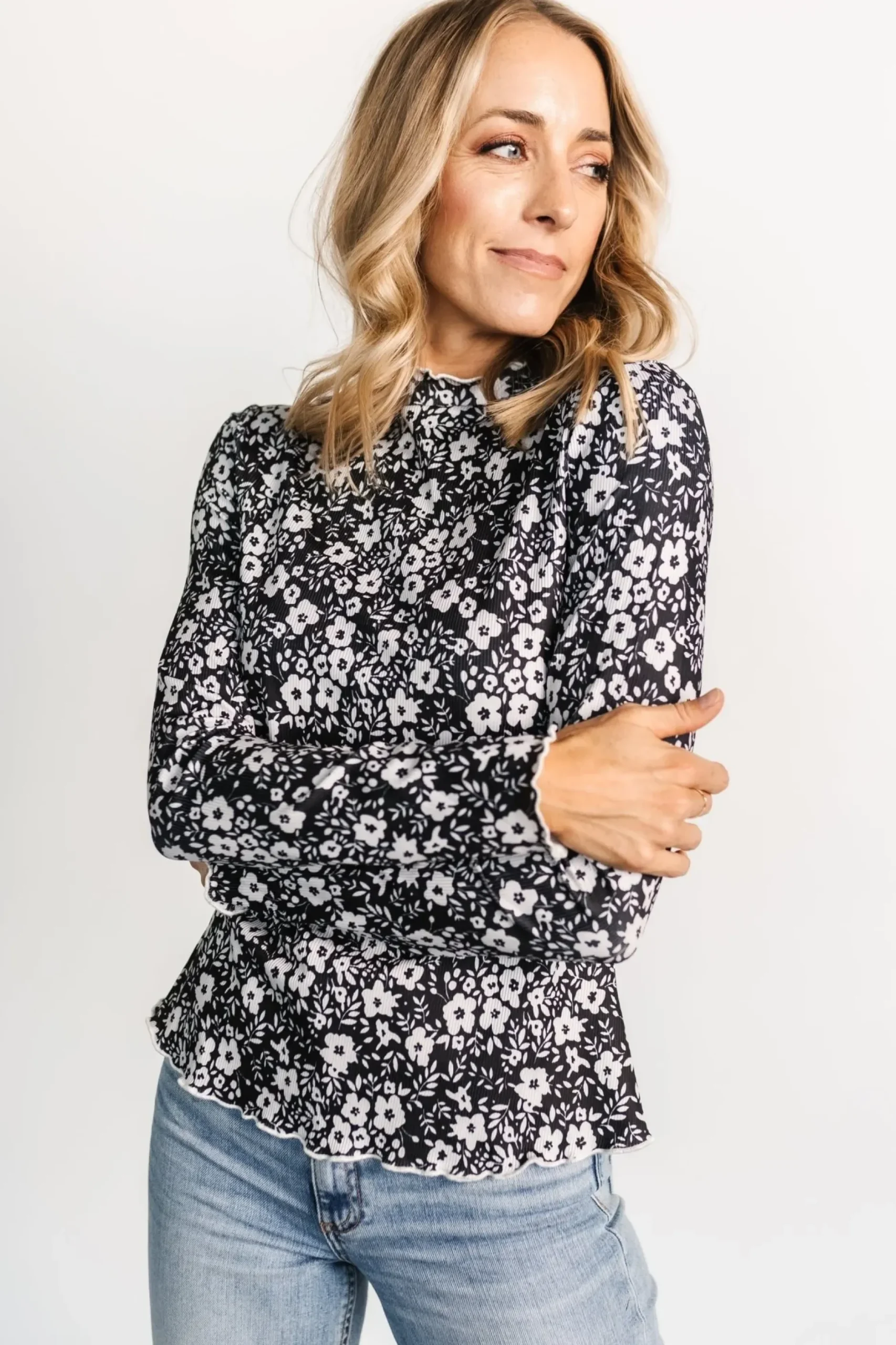 Baltic Born blouses + shirts|Gale Ribbed Top | Black + White