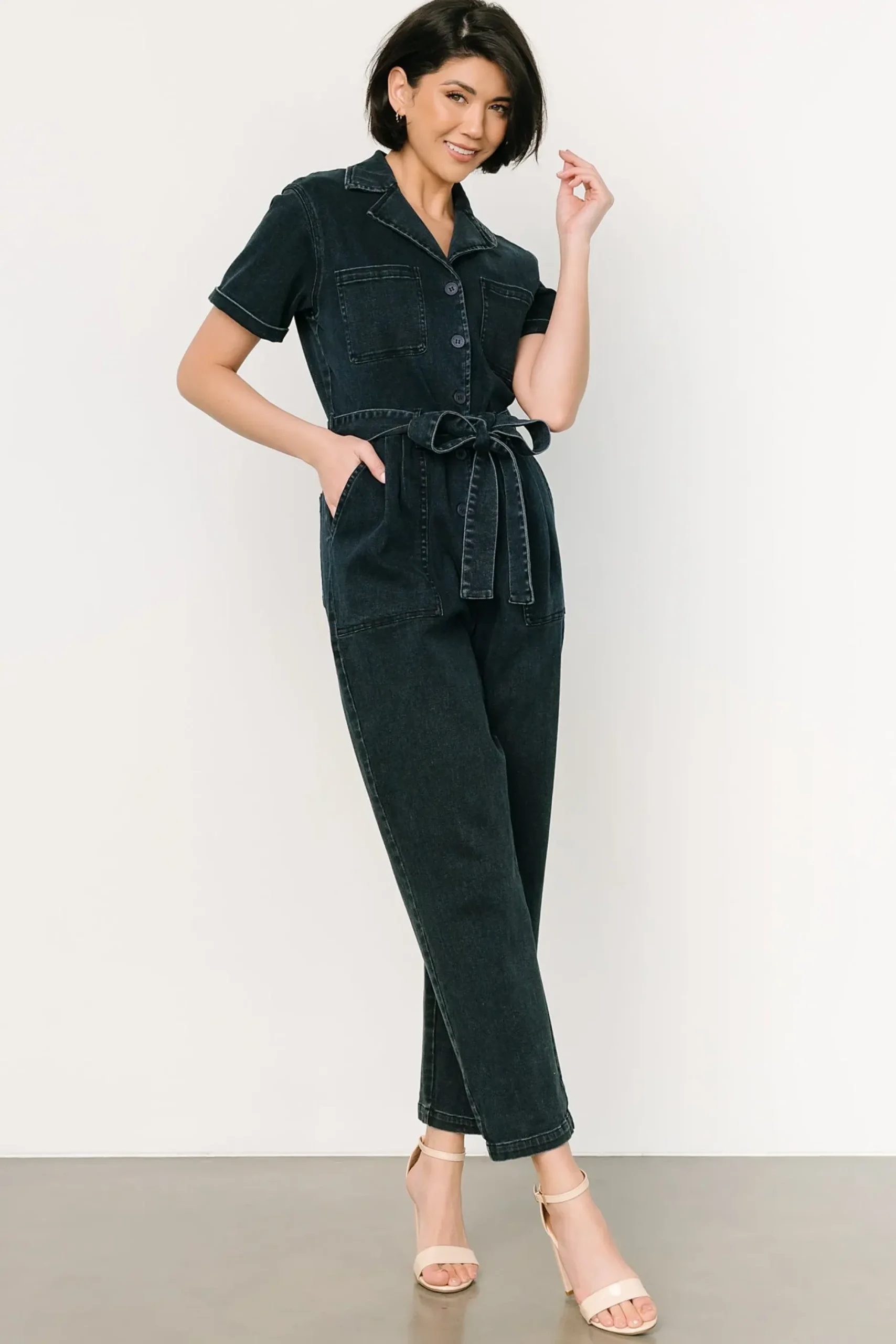 Baltic Born WINTER ESSENTIALS|Geneva Button Jumpsuit | Washed Black