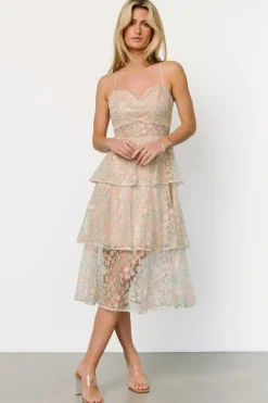 Baltic Born tulle styles|Georgiana Embroidered Midi Dress | Sage