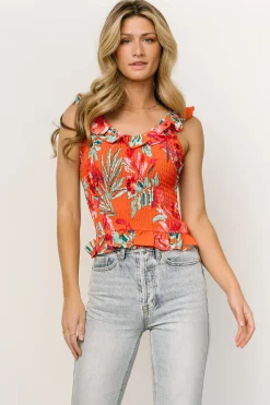 Baltic Born blouses + shirts|Gia Smocked Tank Top | Orange Multi