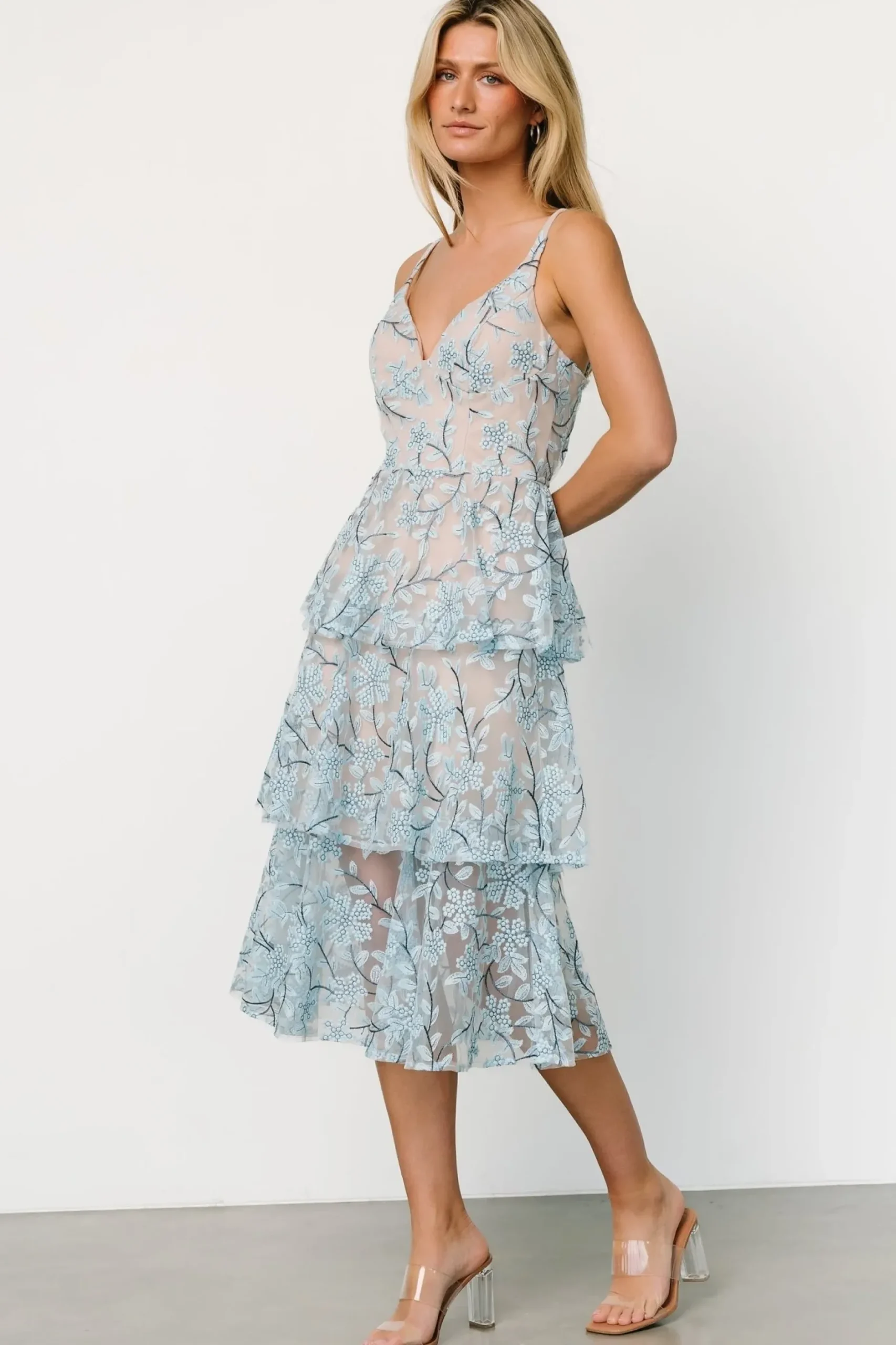 Baltic Born COMING SOON|Giavanna Tiered Midi Dress | Dusty Blue