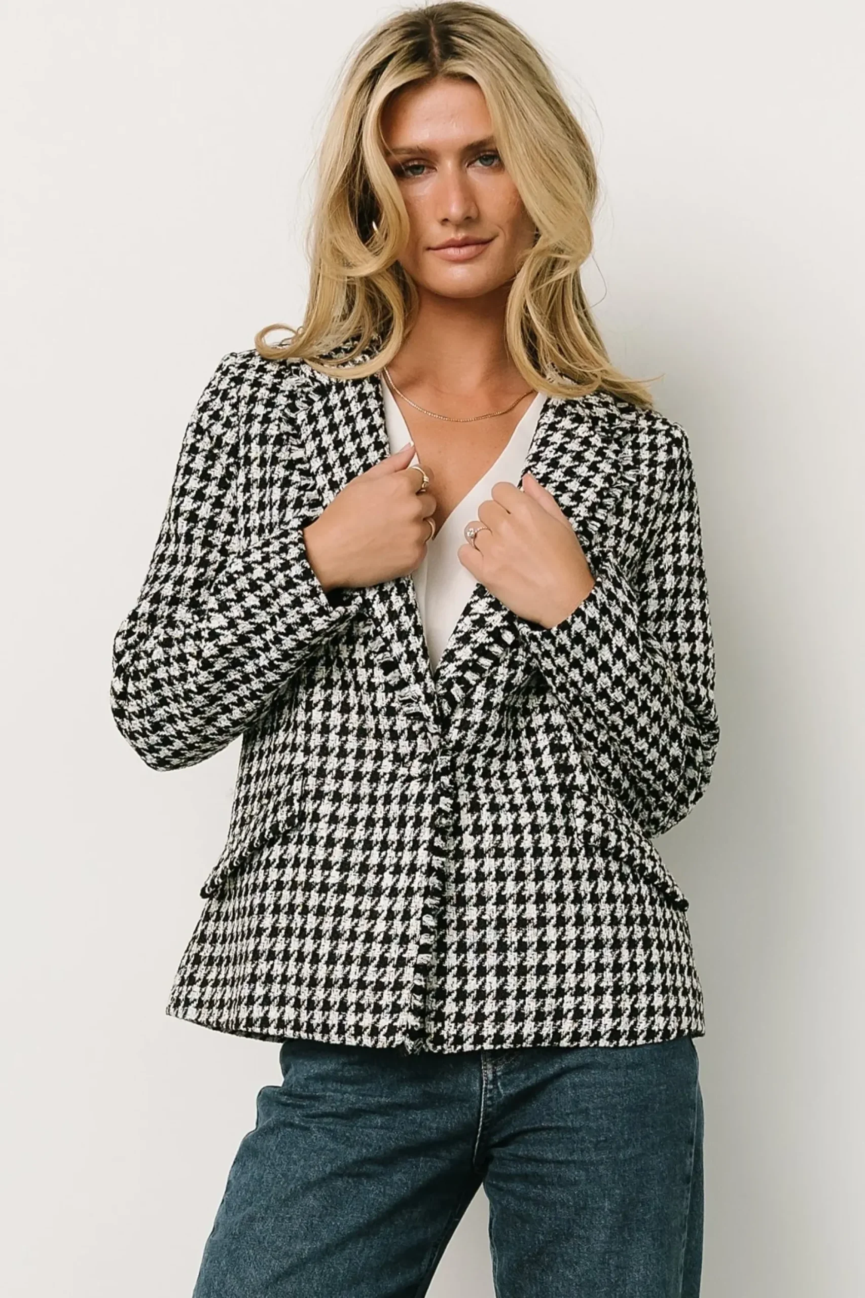 Baltic Born outerwear|Ginerva Blazer | Black + Ivory