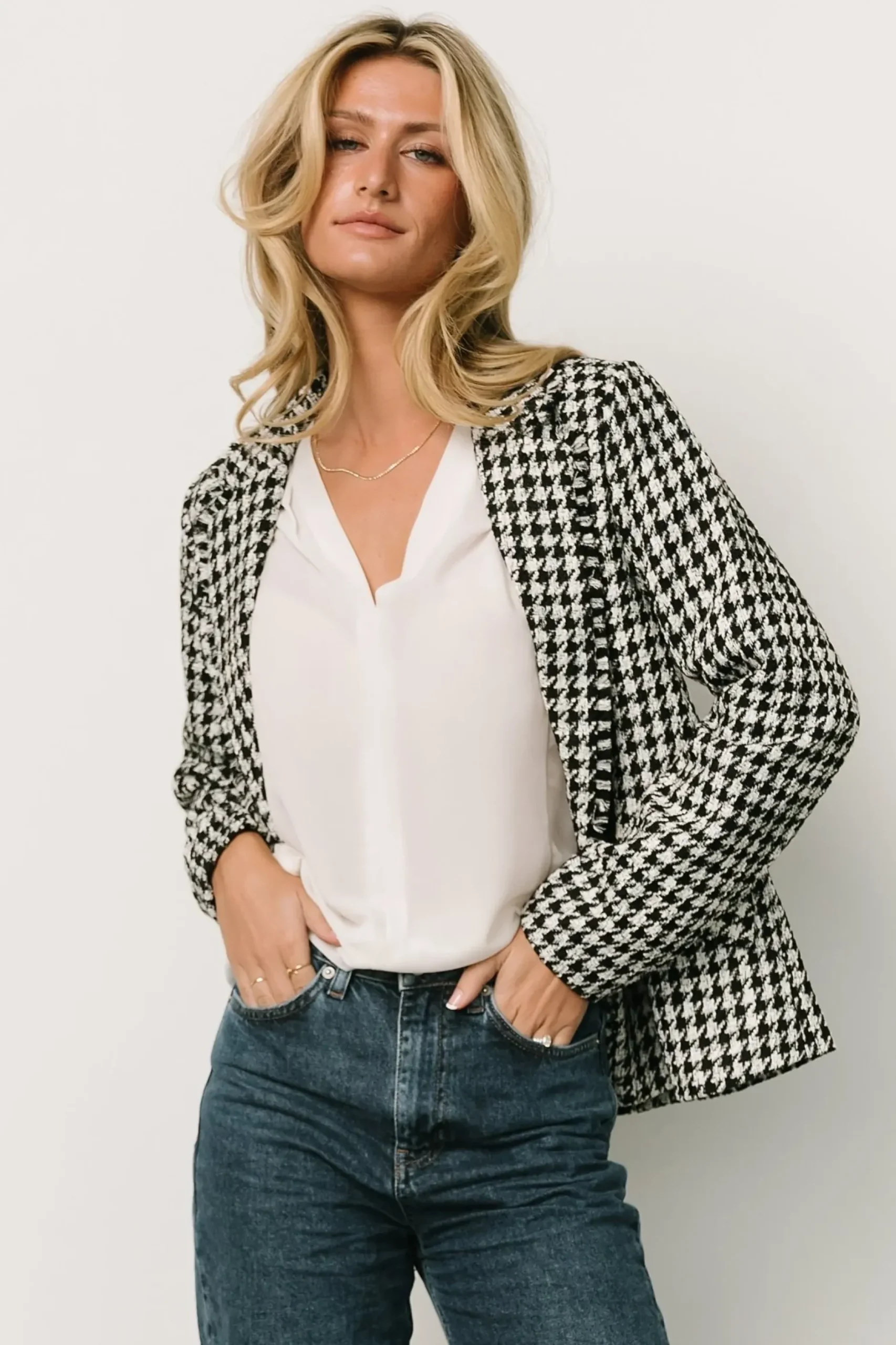 Baltic Born outerwear|Ginerva Blazer | Black + Ivory