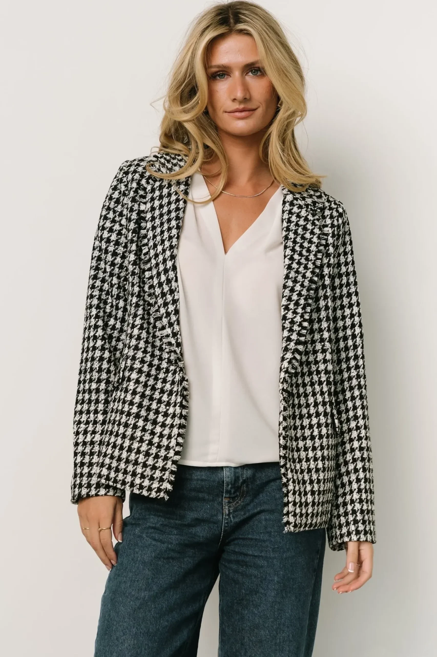 Baltic Born outerwear|Ginerva Blazer | Black + Ivory