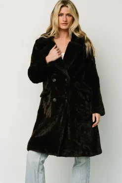 Baltic Born outerwear|Graham Long Faux Fur Coat | Deep Brown