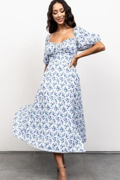 Baltic Born SALE|Gwen Smocked Midi Dress | Blue Floral