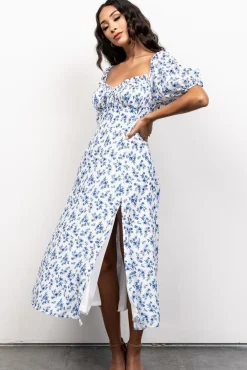 Baltic Born SALE|Gwen Smocked Midi Dress | Blue Floral