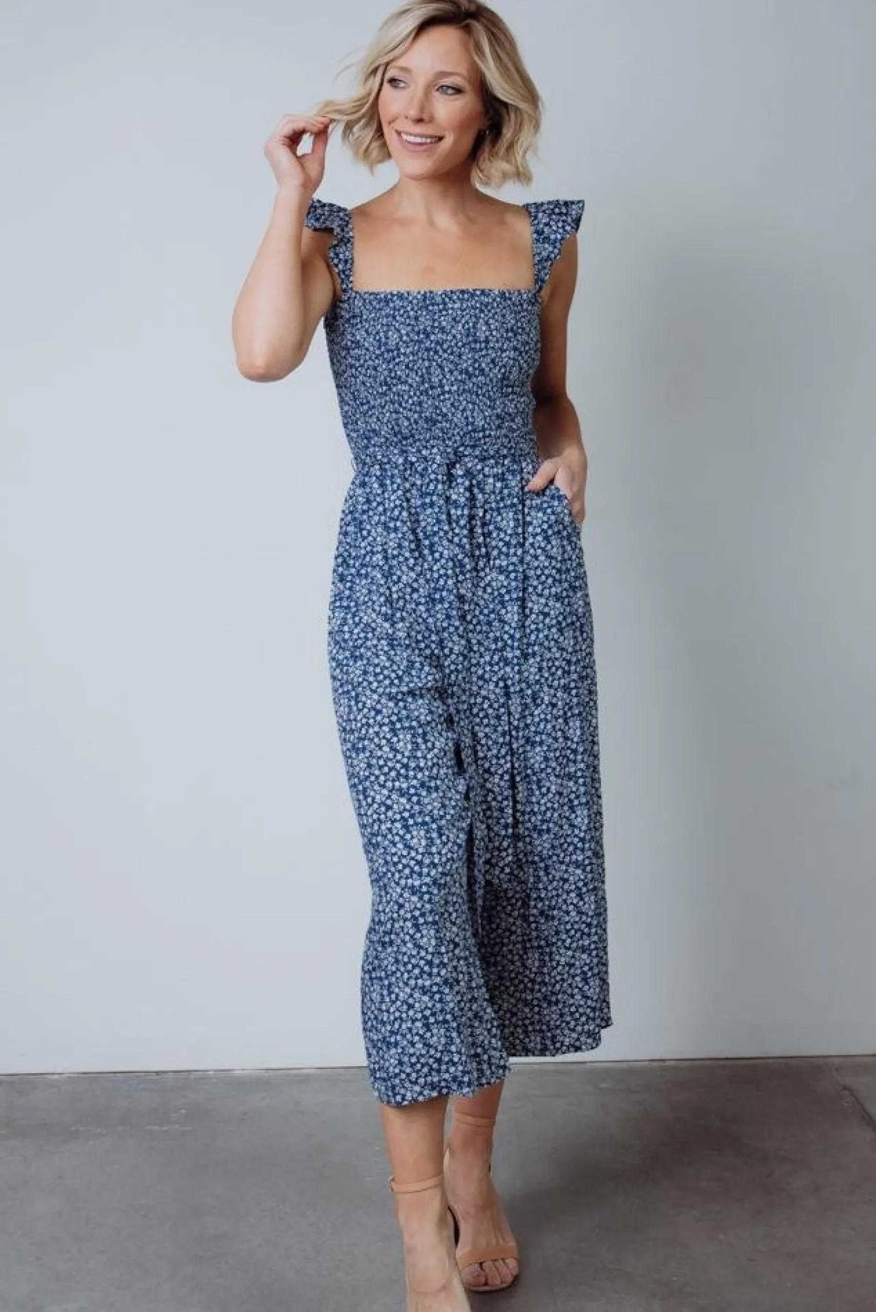 Baltic Born JUMPSUITS + ROMPERS|Hadley Smocked Jumpsuit | Navy