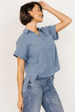 Baltic Born blouses + shirts|Hammond Short Sleeve Top | Slate Blue