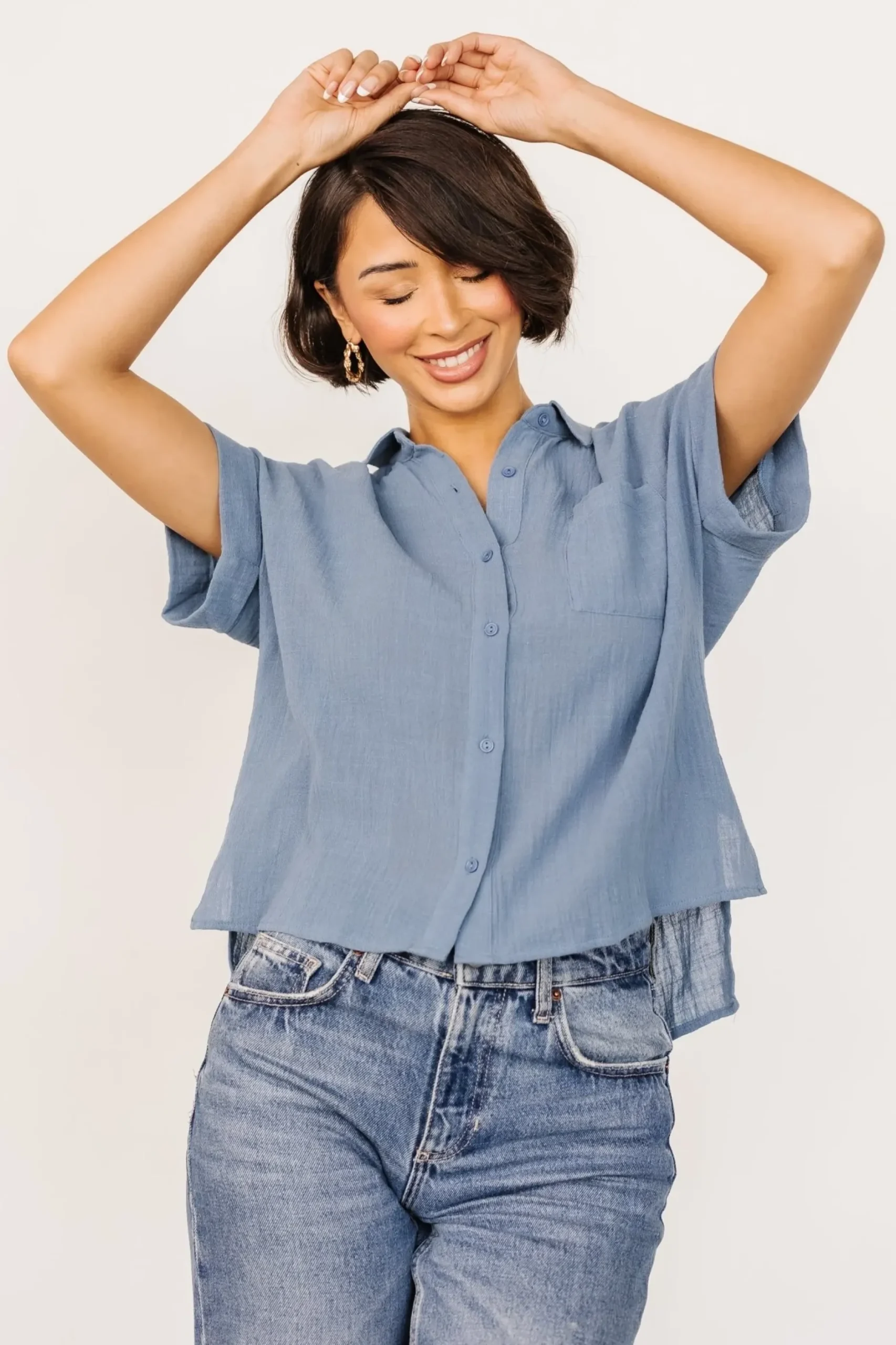 Baltic Born blouses + shirts|Hammond Short Sleeve Top | Slate Blue