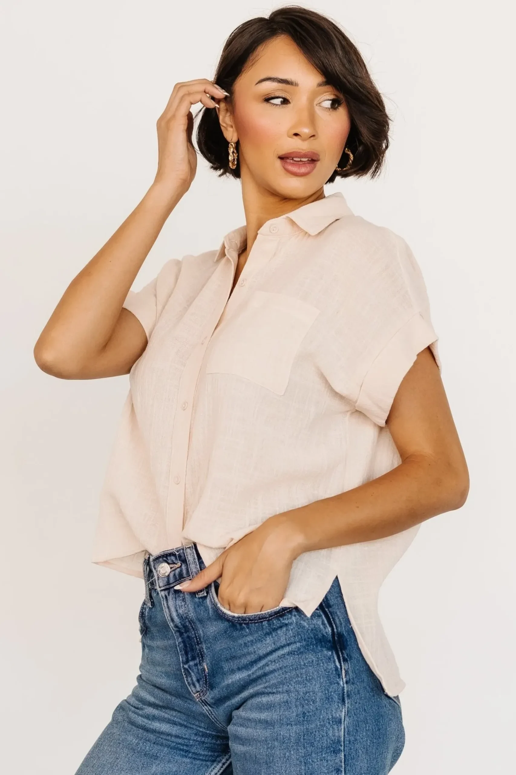 Baltic Born blouses + shirts|Hammond Short Sleeve Top | Natural