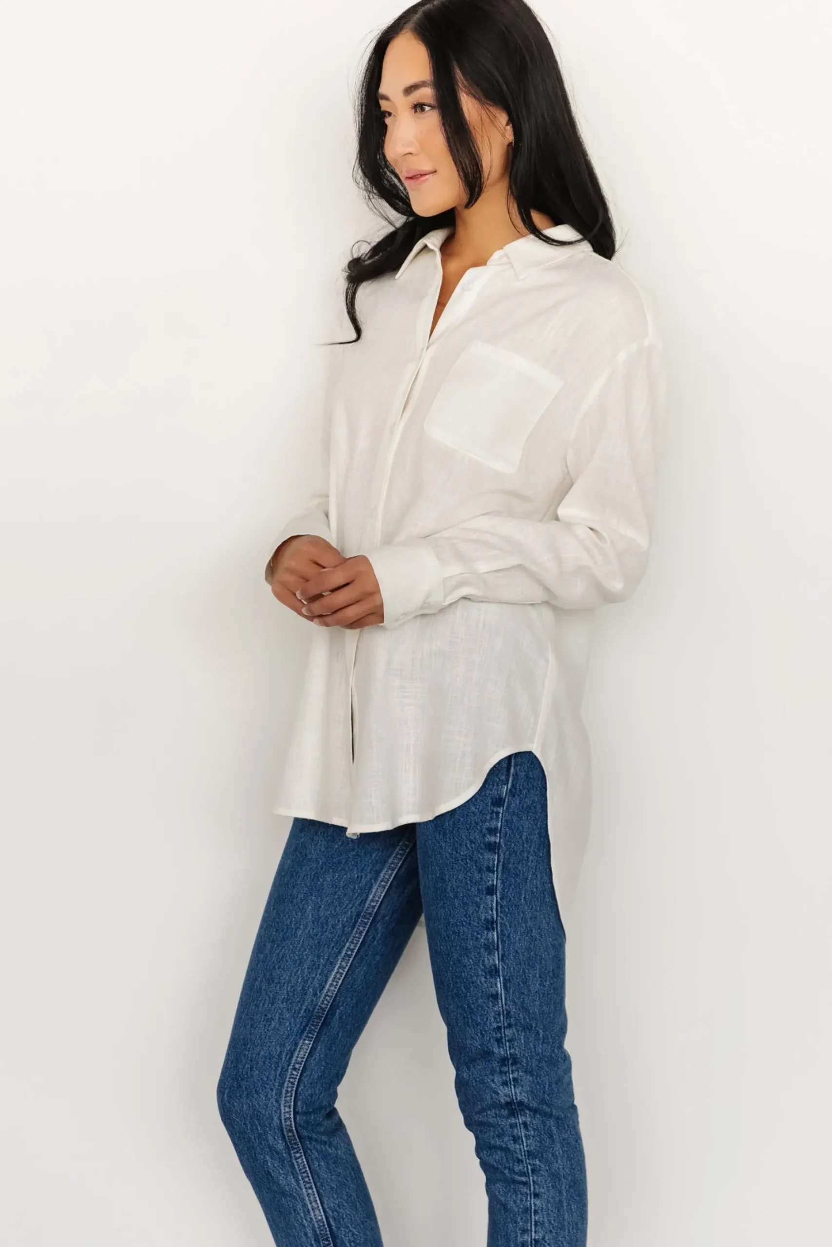 Baltic Born blouses + shirts|Harlan Linen Button Down Top | Off White