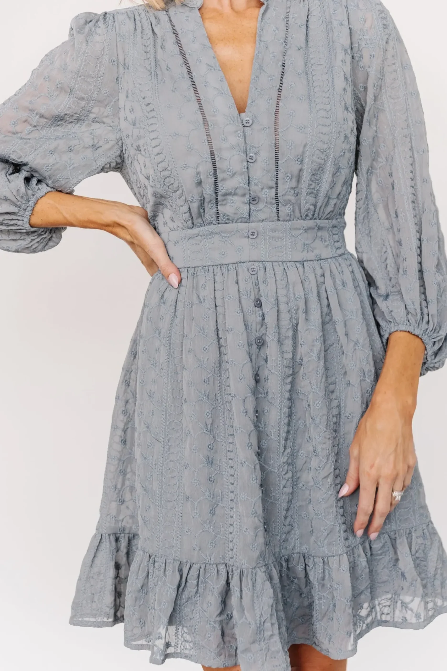 Baltic Born SALE|Harmony Embossed Dress | Dusty Blue