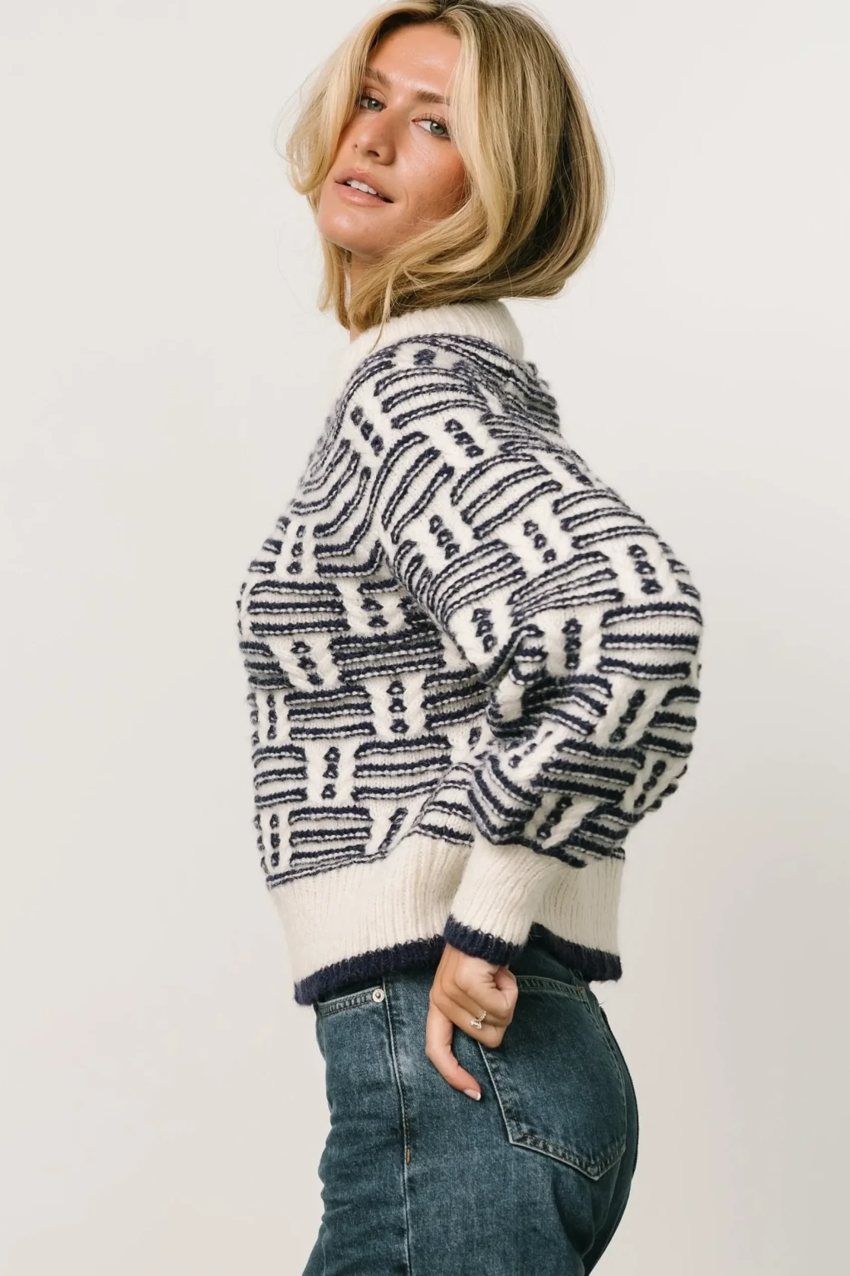 Baltic Born SALE|Hawthorne Knit Sweater | Navy + Ivory