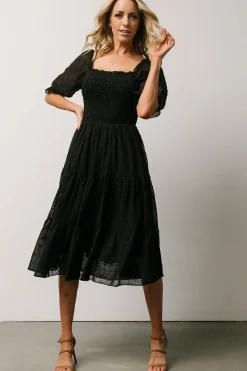 Baltic Born bump friendly|Hazel Eyelet Midi Dress | Black
