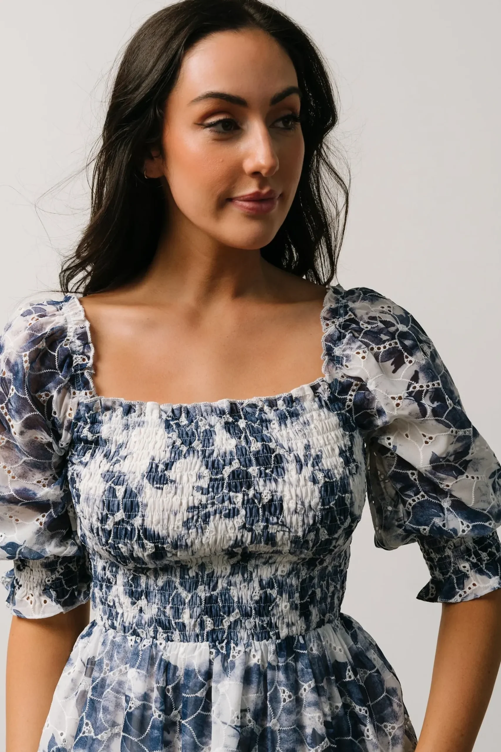 Baltic Born bump friendly|Hazel Eyelet Midi Dress | Navy