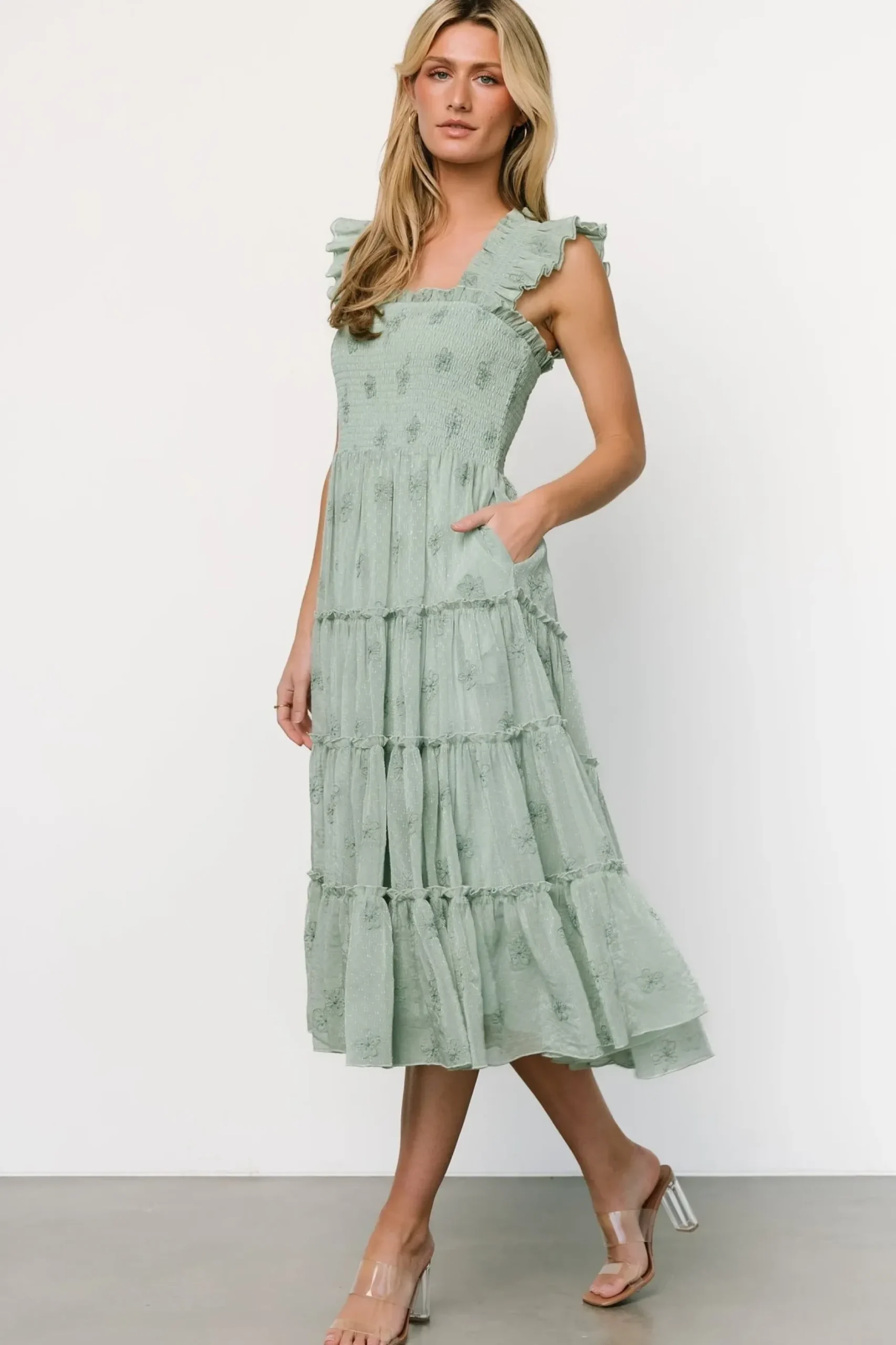 Baltic Born COMING SOON|Holland Embroidered Dress | Light Sage