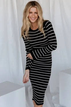 Baltic Born WINTER ESSENTIALS|TOPS|Iggy Sweater Dress | Black + Ivory
