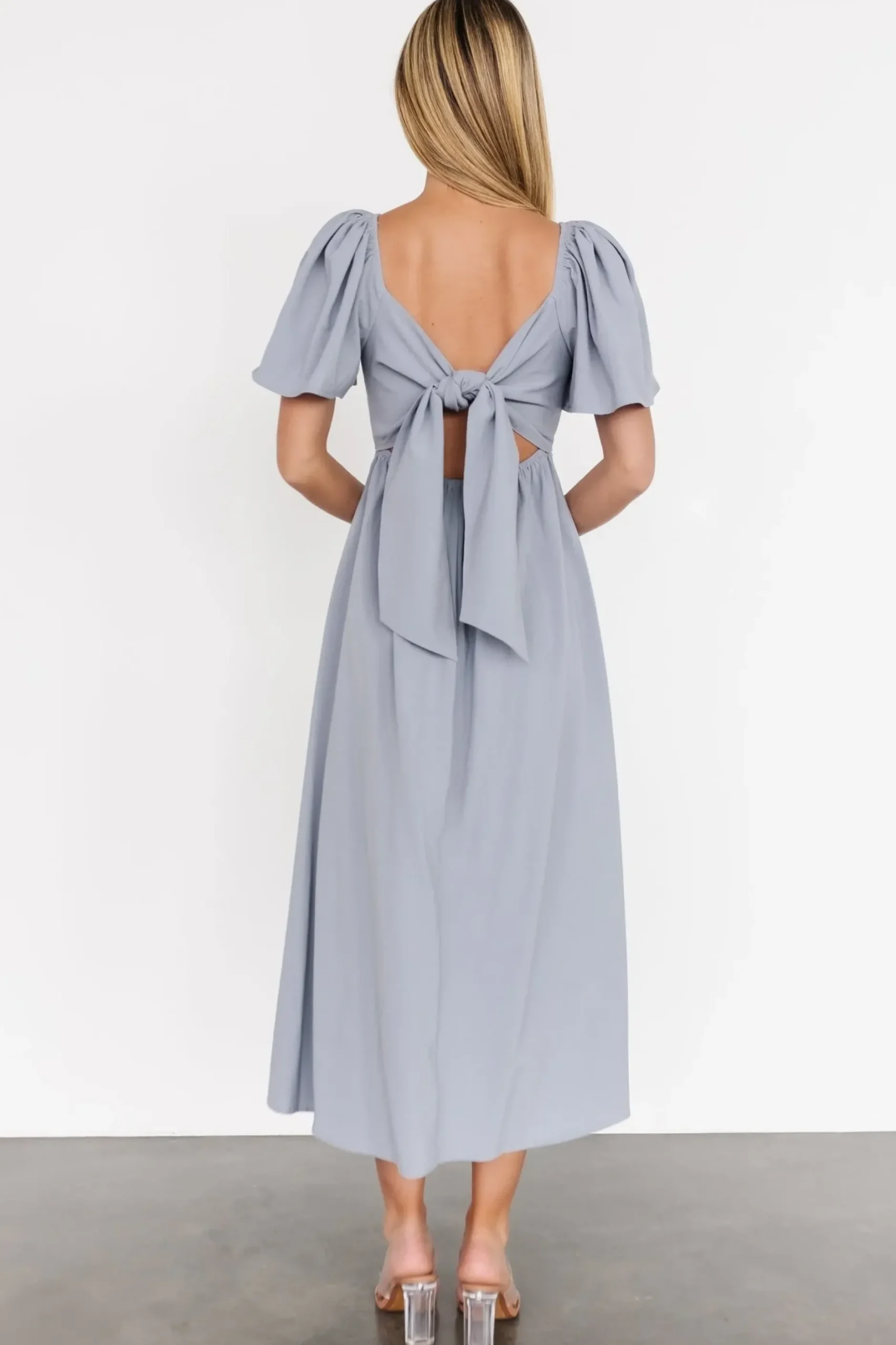 Baltic Born COMING SOON|Indie Back Tie Dress | Dusty Blue