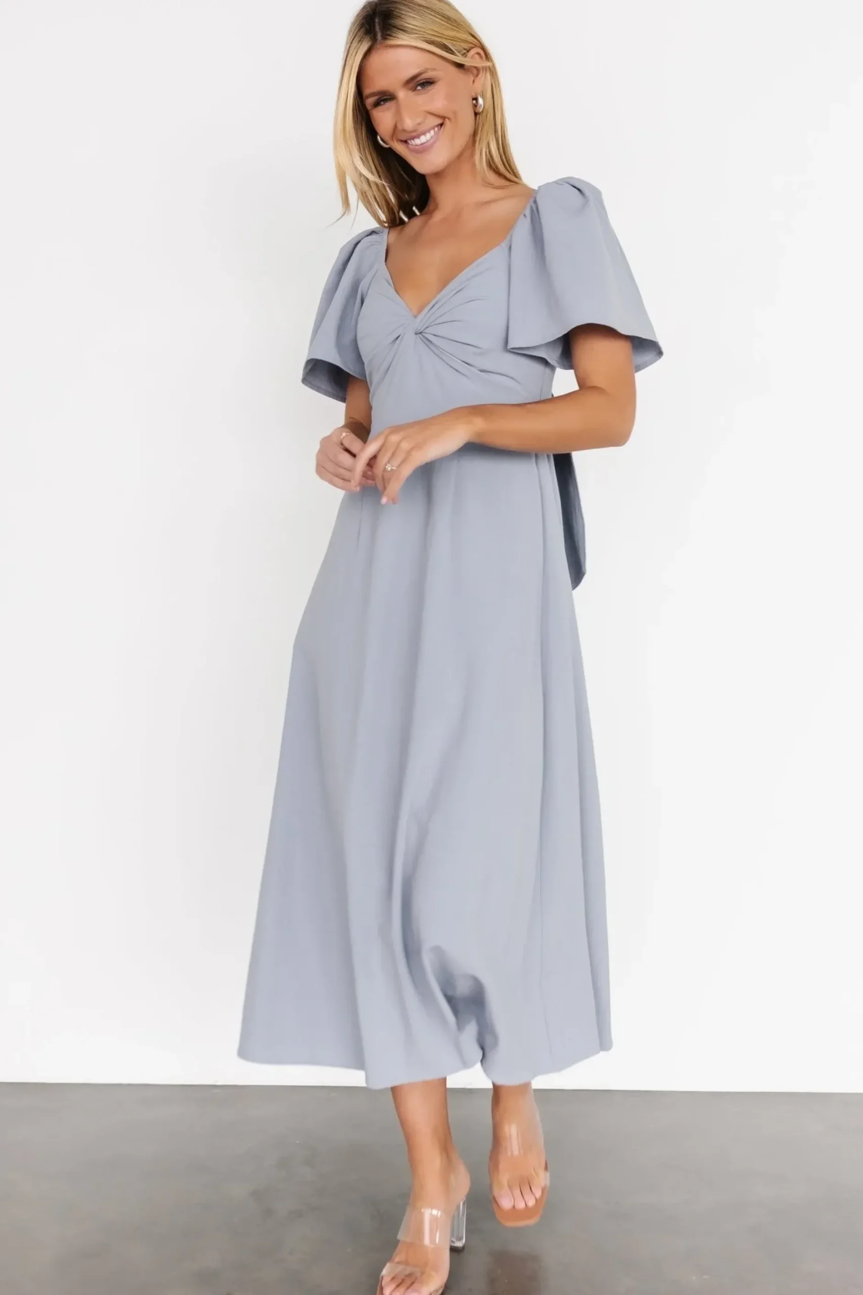 Baltic Born COMING SOON|Indie Back Tie Dress | Dusty Blue