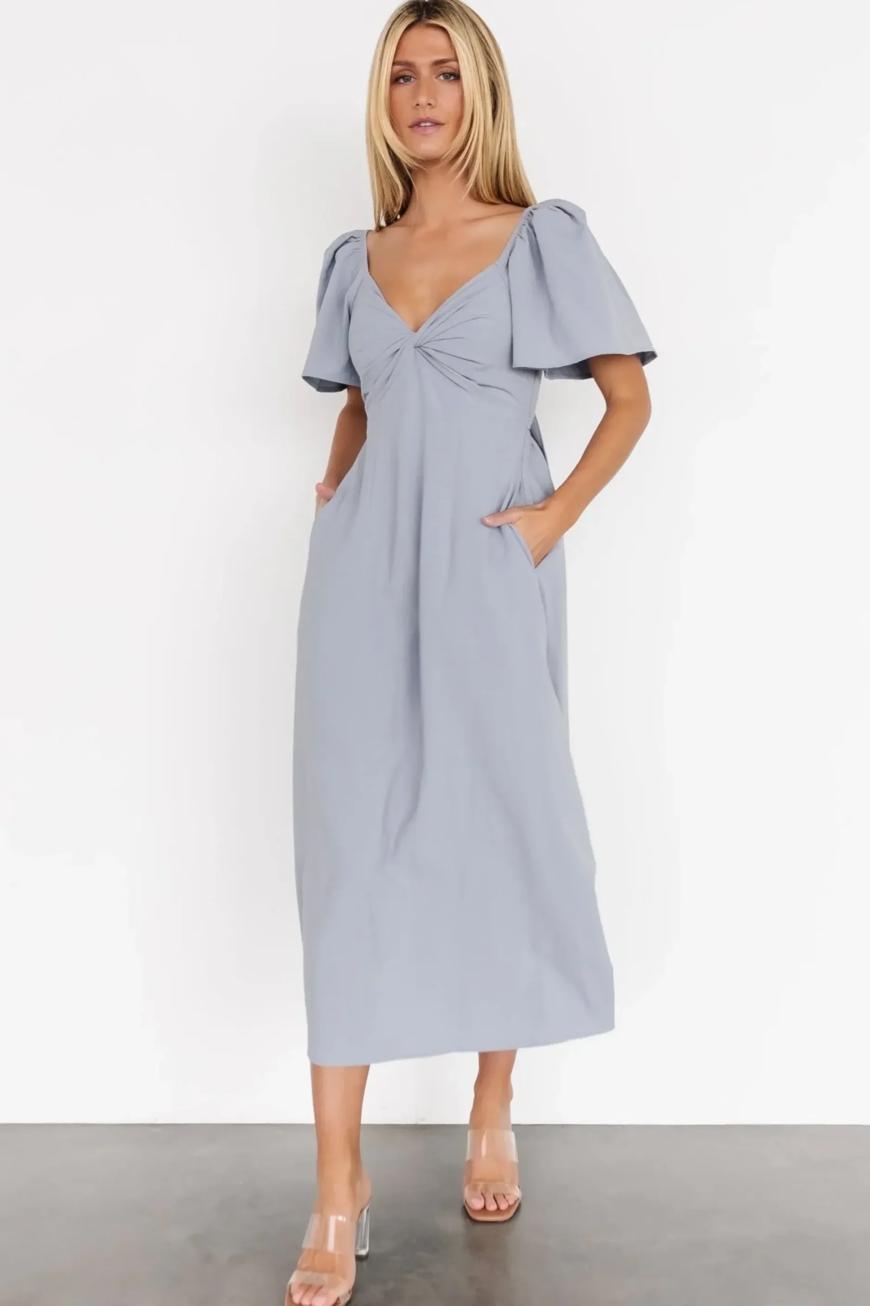 Baltic Born COMING SOON|Indie Back Tie Dress | Dusty Blue