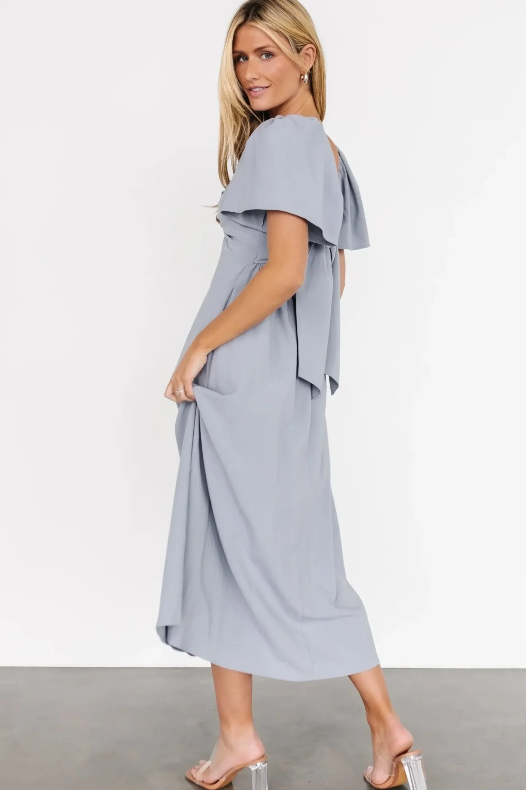 Baltic Born COMING SOON|Indie Back Tie Dress | Dusty Blue
