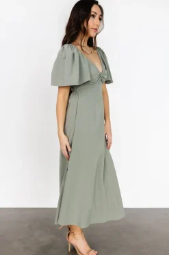 Baltic Born COMING SOON|Indie Back Tie Dress | Dusty Green