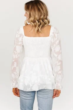 Baltic Born blouses + shirts|Ines Smocked Top | White
