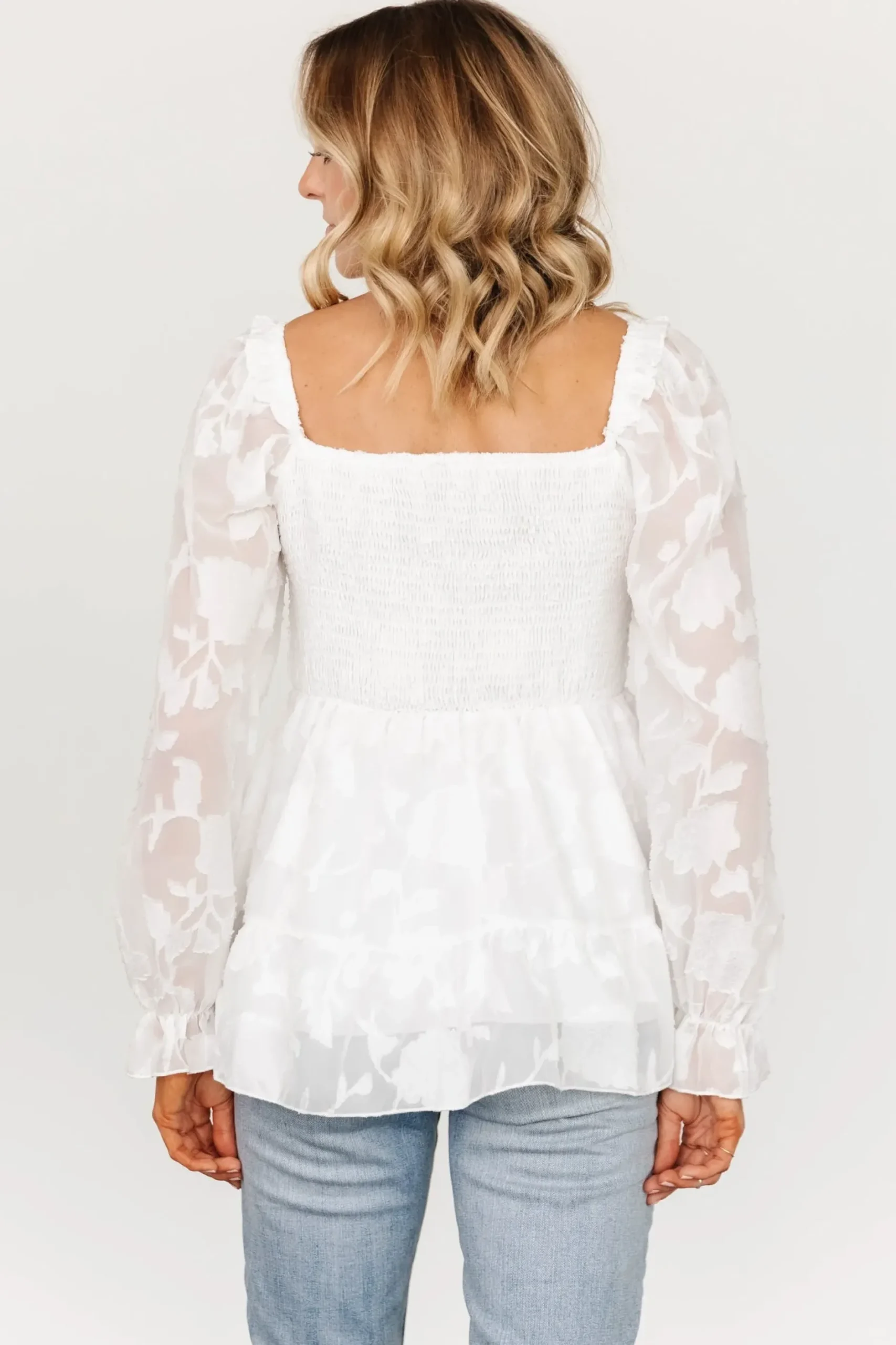 Baltic Born blouses + shirts|Ines Smocked Top | White