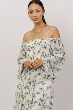 Baltic Born bump friendly|Isabela Smocked Maxi Dress | Ivory + Topaz Floral