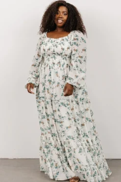 Baltic Born bump friendly|Isabela Smocked Maxi Dress | Ivory + Topaz Floral