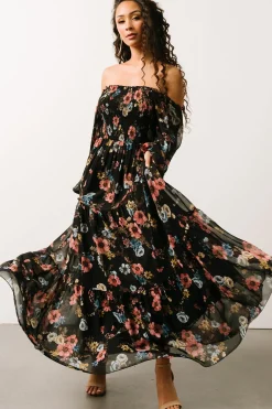 Baltic Born bump friendly|Isabela Smocked Maxi Dress | Black Multi Floral