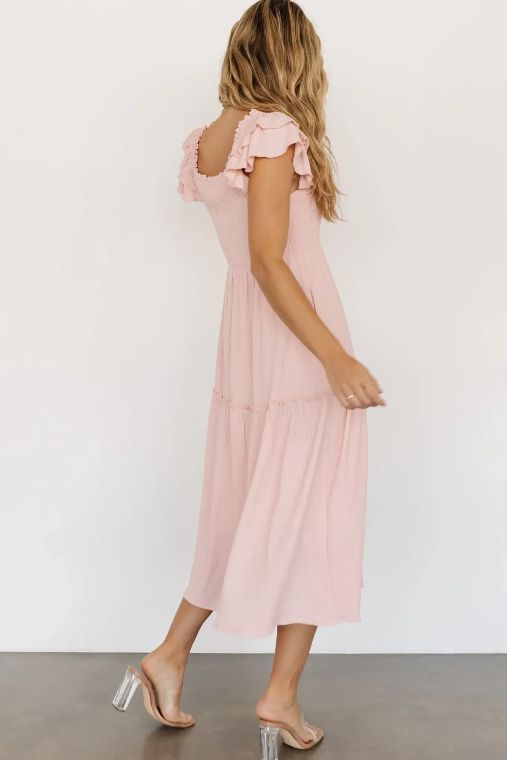 Baltic Born COMING SOON|Jacie Smocked Midi Dress | Blush