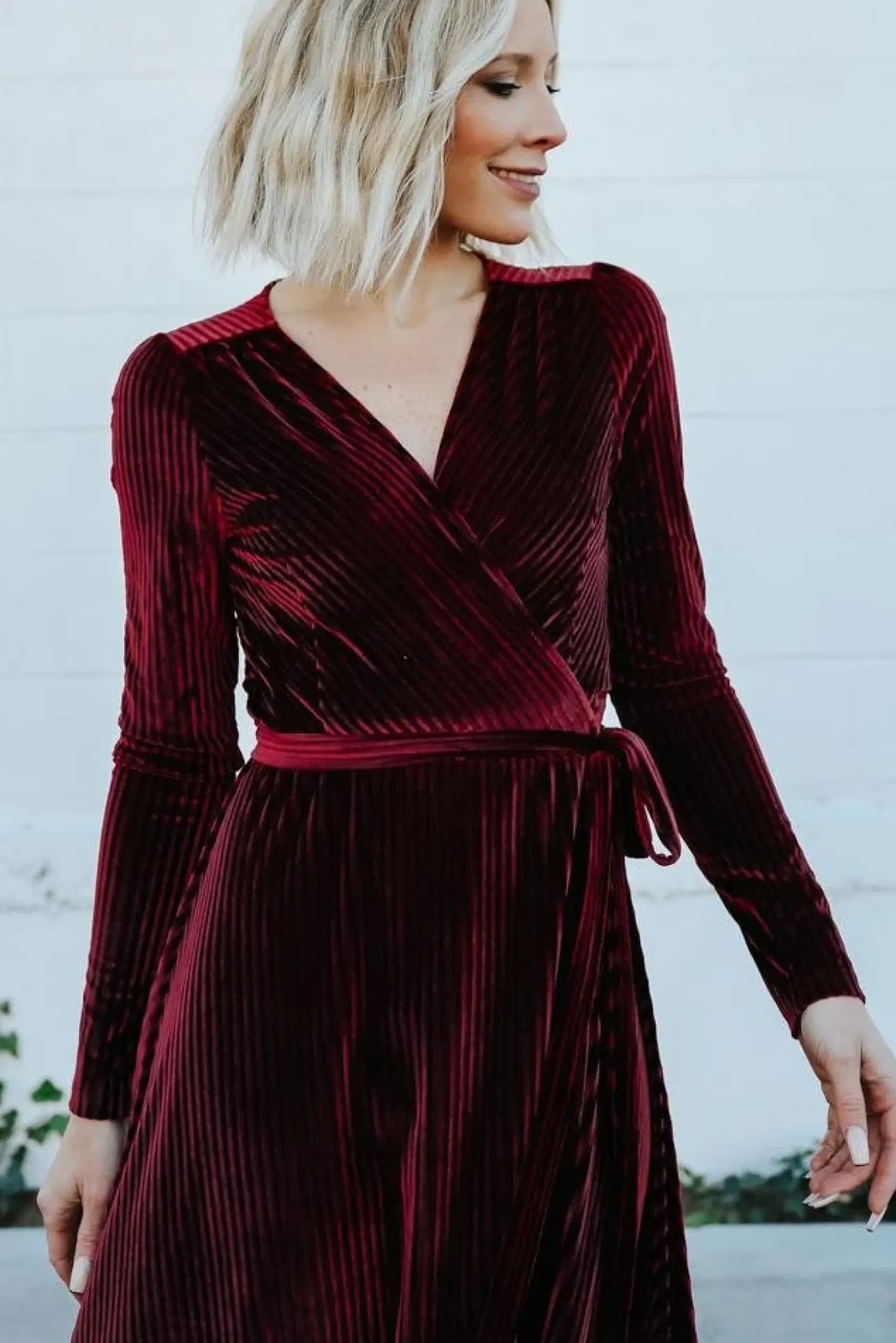 Baltic Born SALE|Jada Ribbed Velvet Wrap Dress | Mulberry