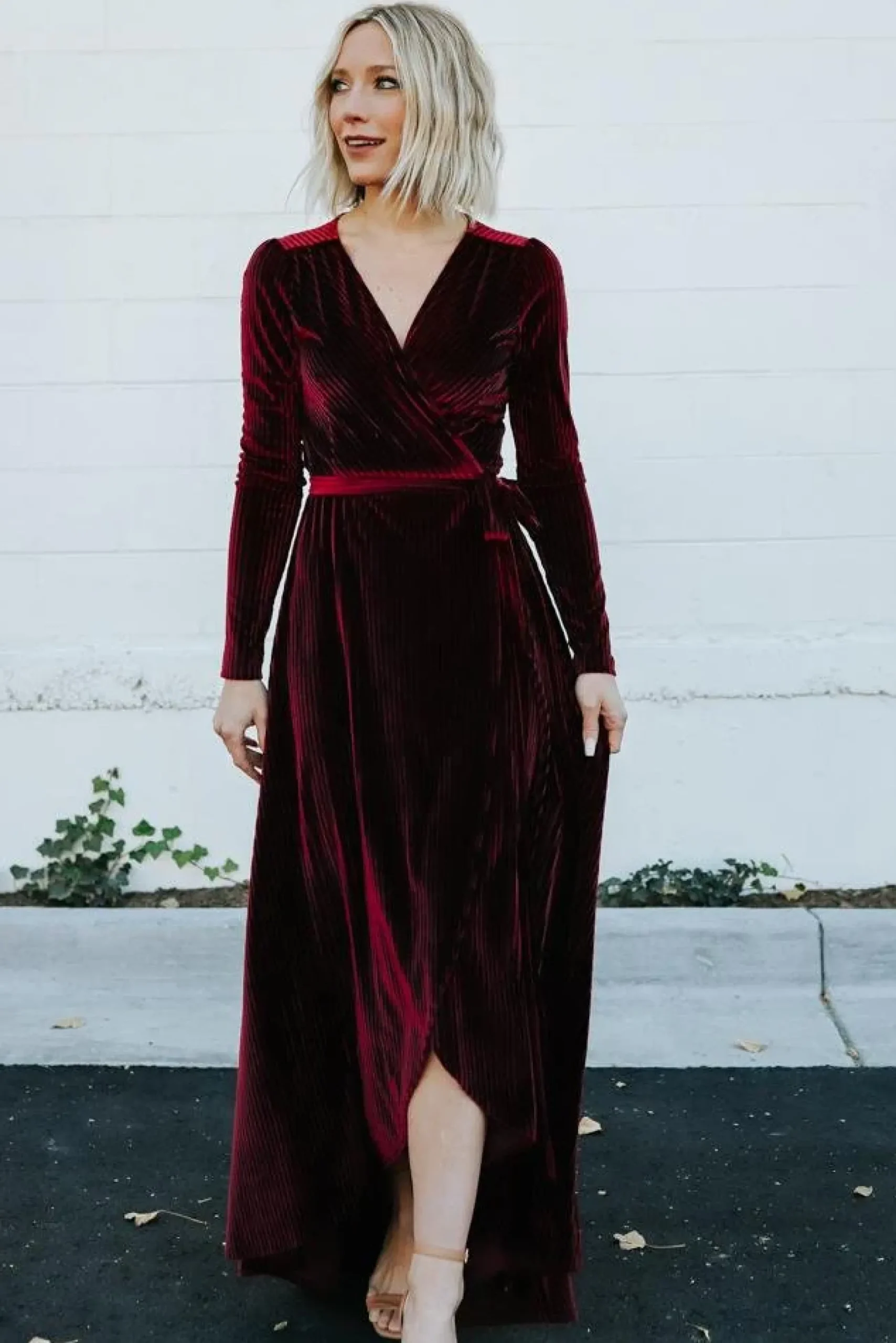 Baltic Born SALE|Jada Ribbed Velvet Wrap Dress | Mulberry