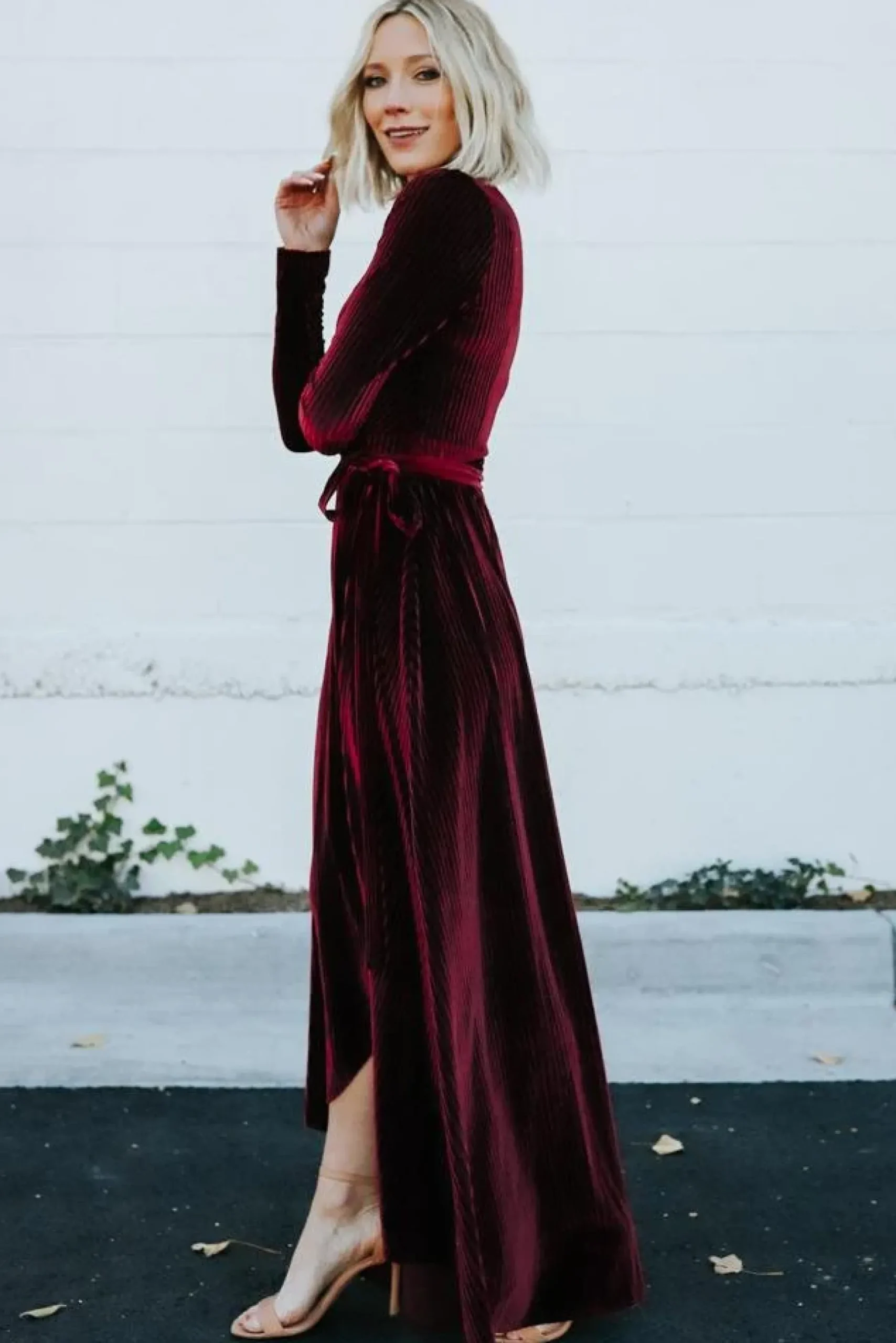 Baltic Born SALE|Jada Ribbed Velvet Wrap Dress | Mulberry