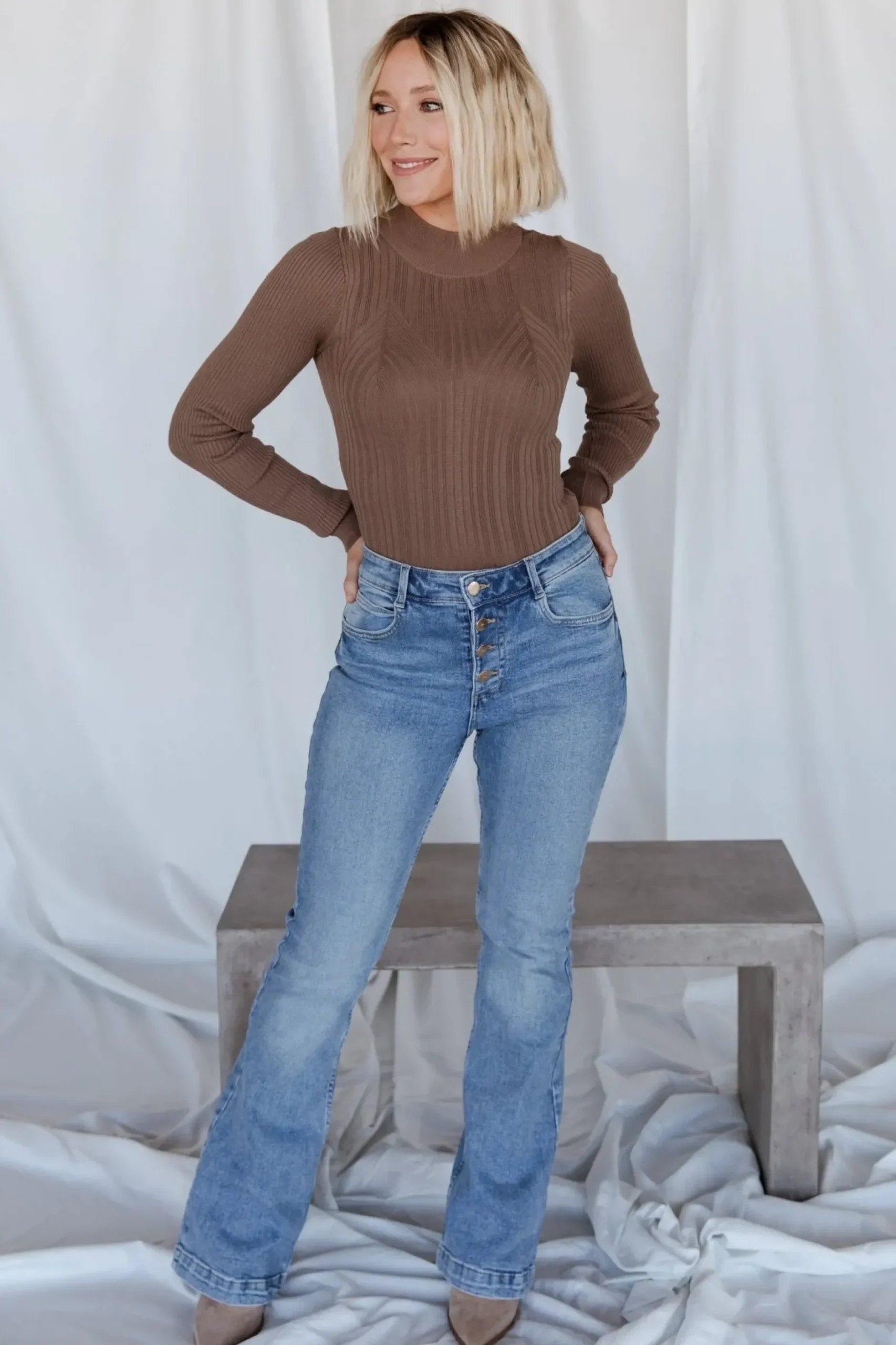 Baltic Born sweaters|Jamison Ribbed Sweater Top | Brown
