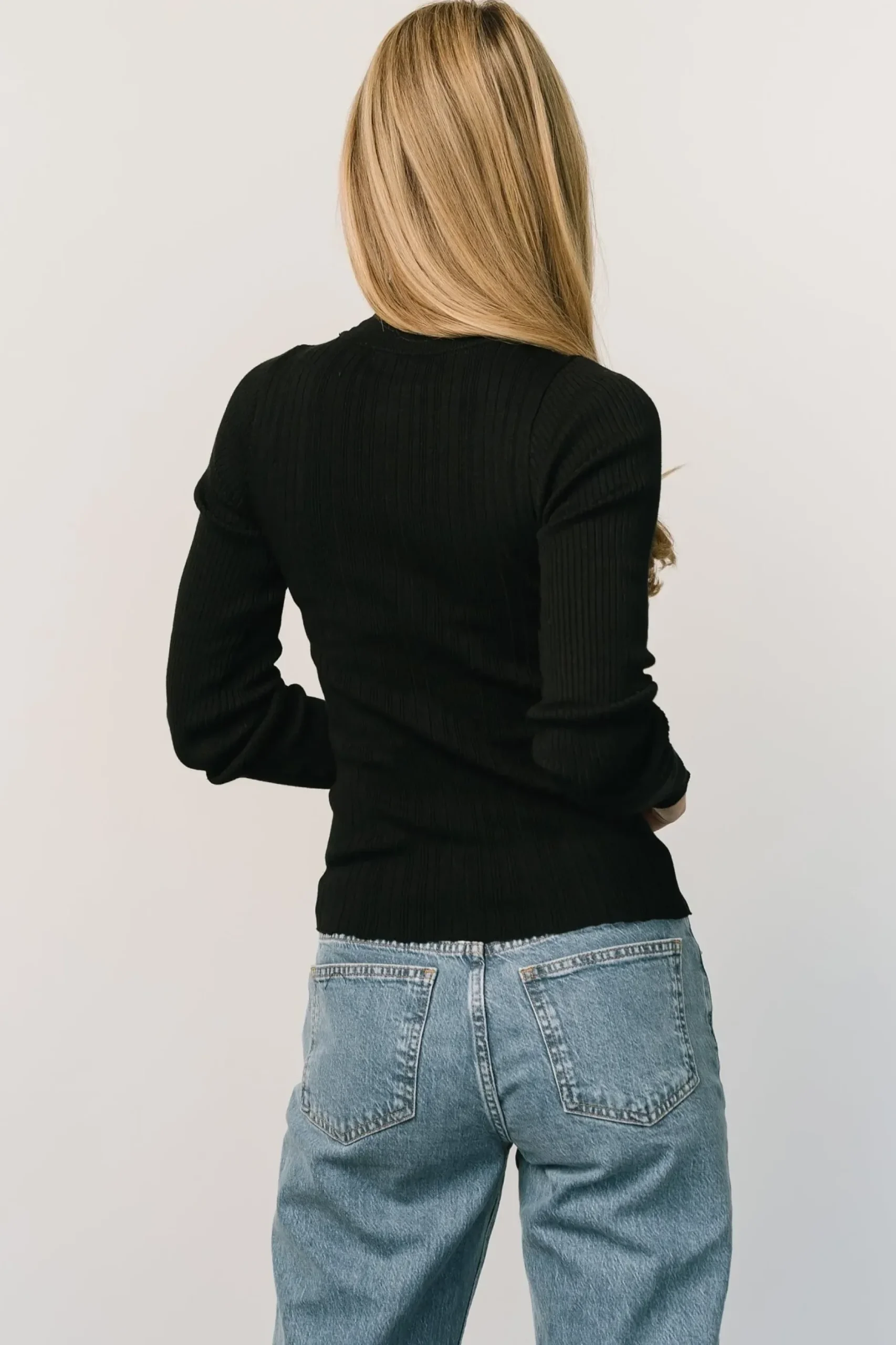 Baltic Born sweaters|Jamison Ribbed Sweater Top | Black
