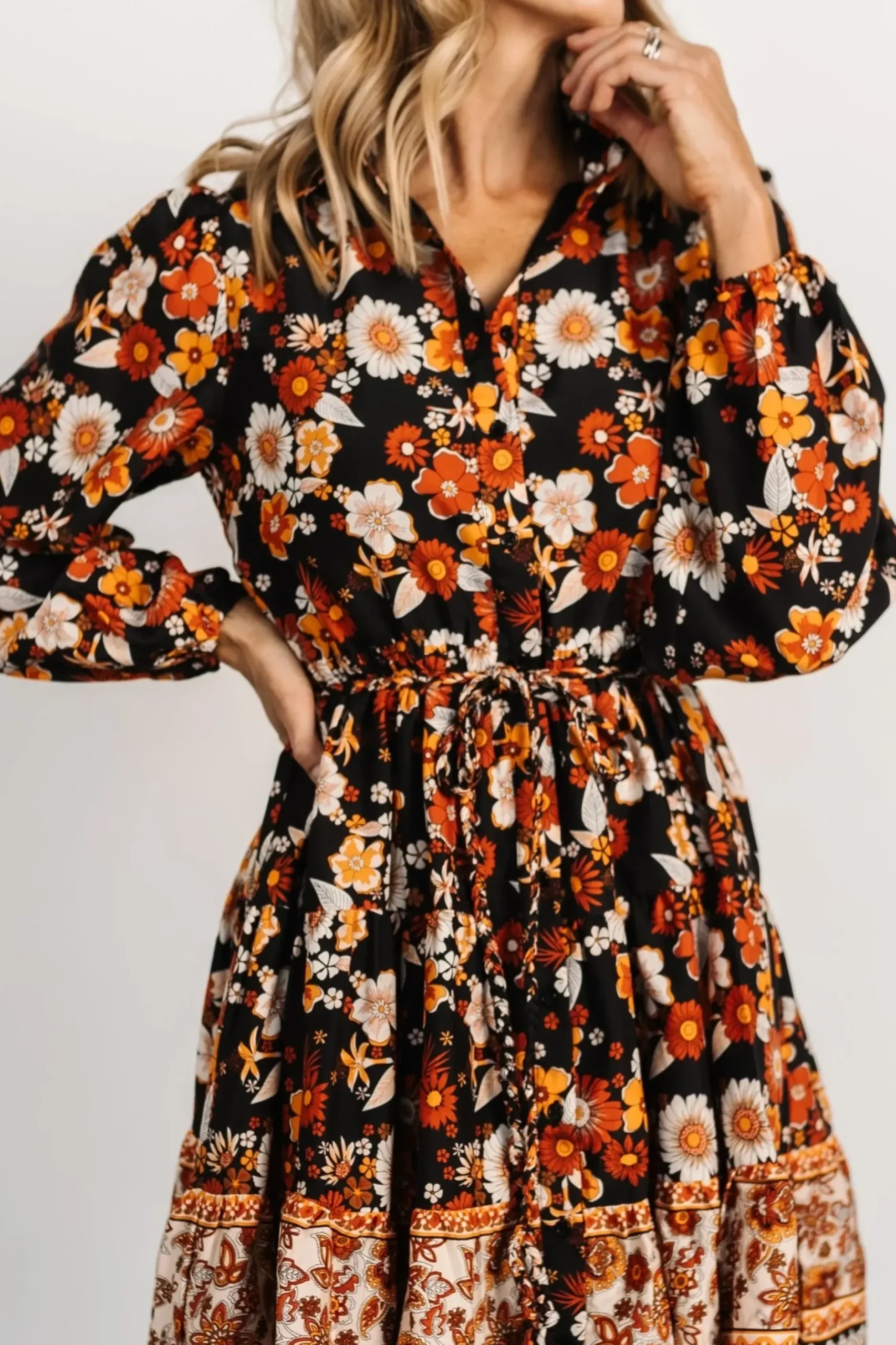 Baltic Born cover up|Jane Short Dress | Black Multi