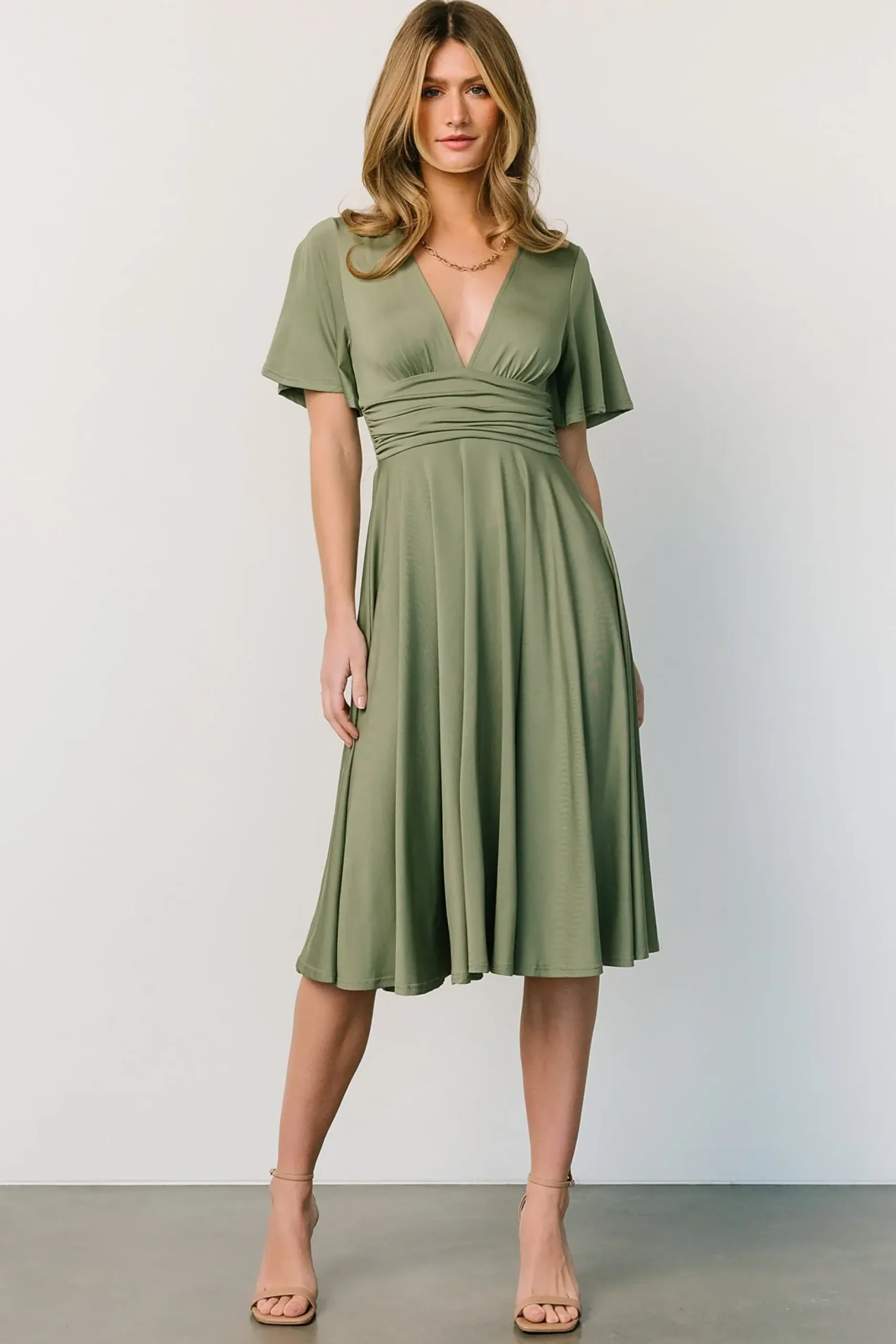 Baltic Born WINTER ESSENTIALS|Janette Midi Dress | Dusty Olive