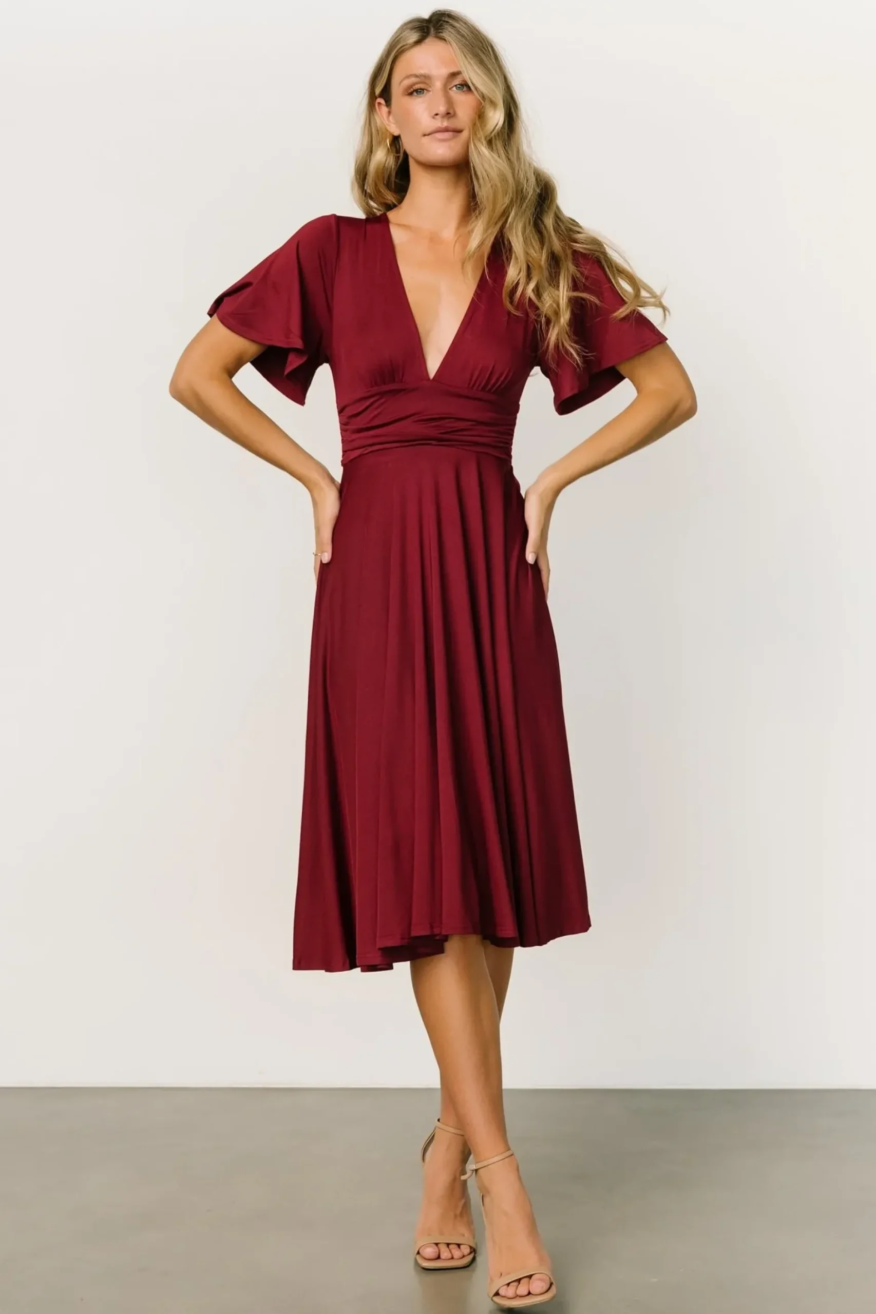 Baltic Born WINTER ESSENTIALS|Janette Midi Dress | Wine