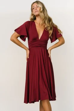 Baltic Born WINTER ESSENTIALS|Janette Midi Dress | Wine